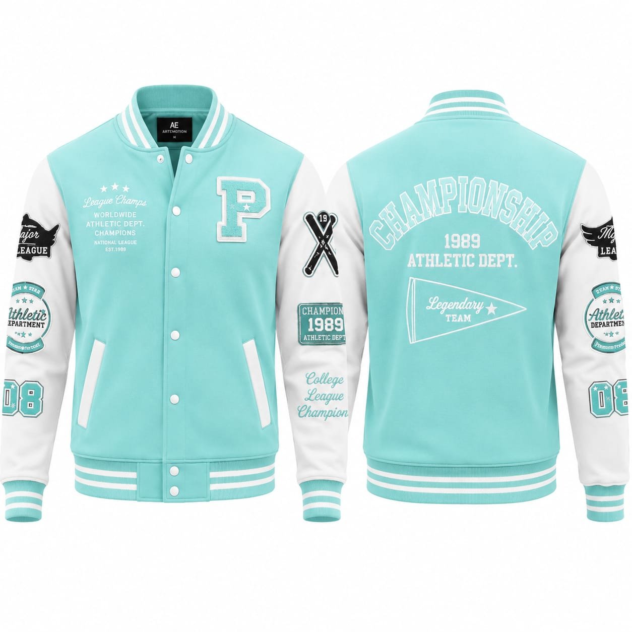 PBF Custom Varsity Jacket – Sky Blue