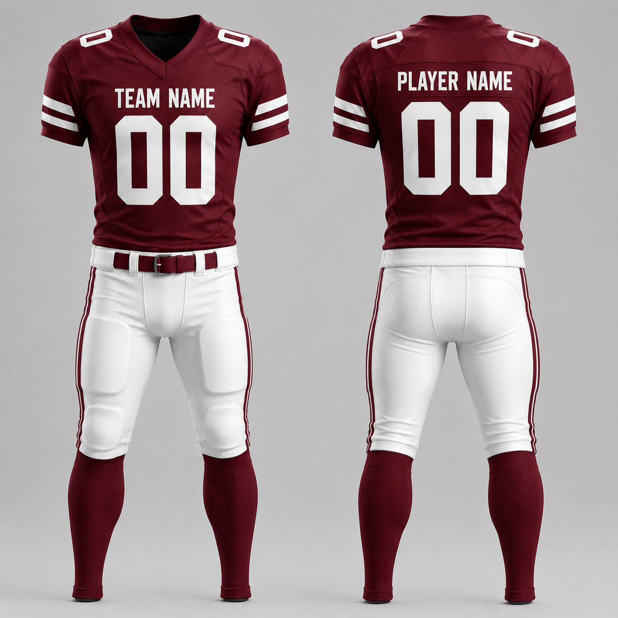 PBF Custom American Football Jersey Set – Maroon