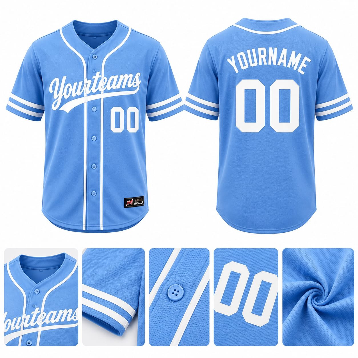 PBF Custom Baseball Jersey – Sky Blue