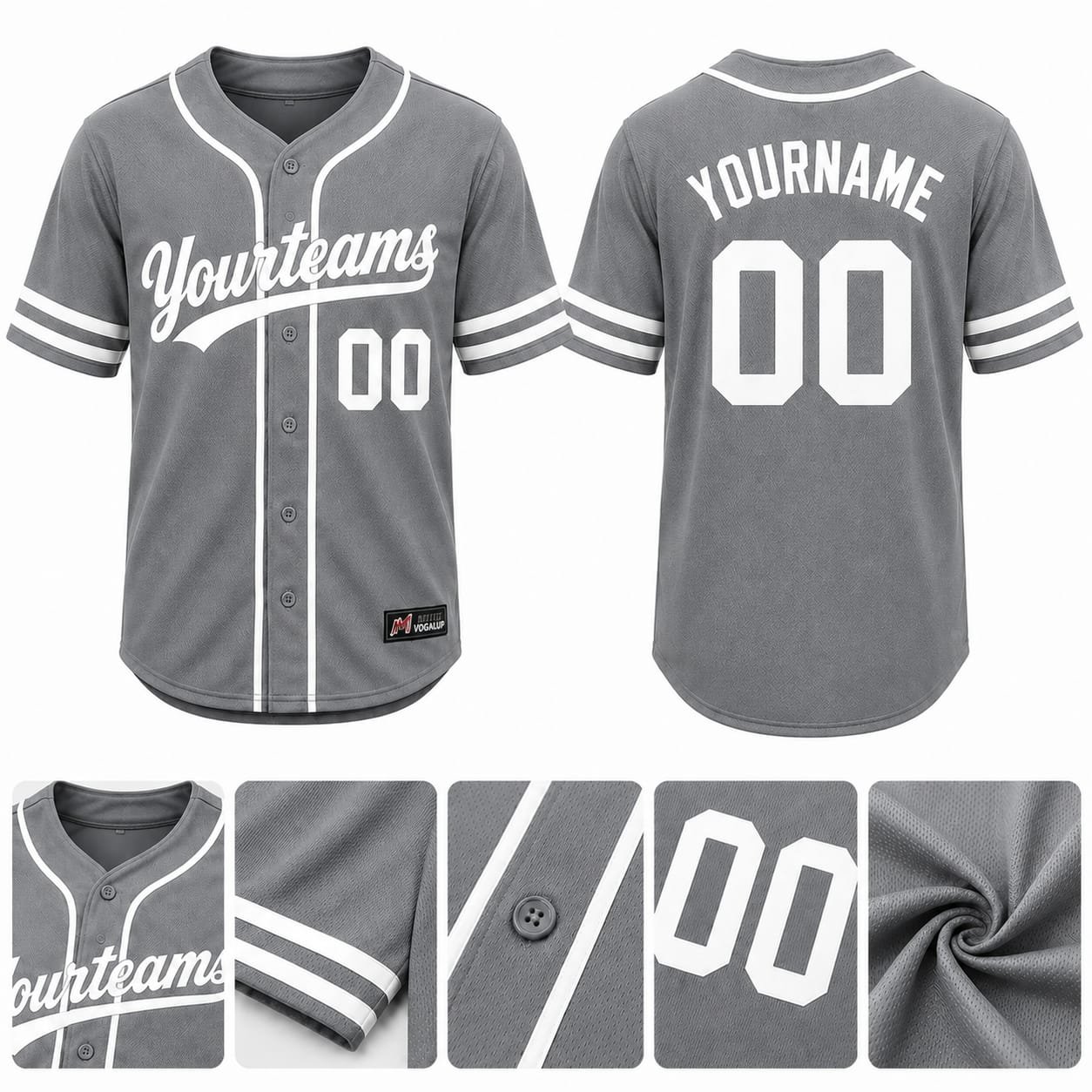PBF Custom Baseball Jersey – Grey